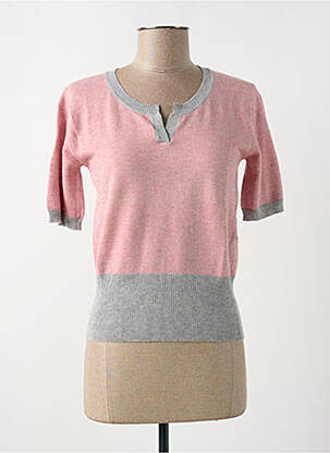 Pull tissage chiné manches courtes rose MONTAGUT femme