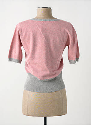 Pull tissage chiné manches courtes rose MONTAGUT femme