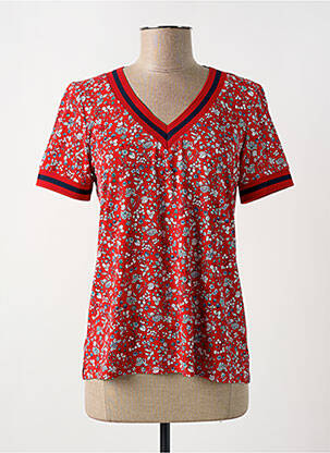 T-shirt col v manches courtes rouge GEVANA femme