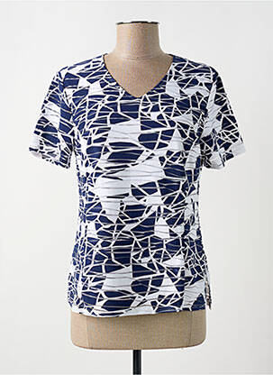 T-shirt imprimé fantaisie manches courtes bleu GEVANA femme