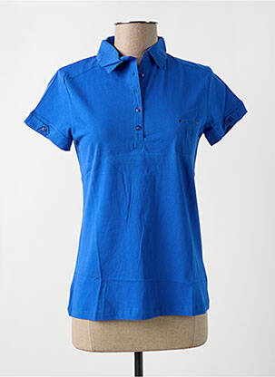 Polo stretch manches courtes bleu fonce FELINO femme