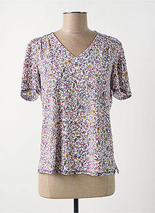 T-shirt col v manches courtes violet GEVANA femme