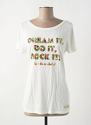 T-shirt sérigraphie manches courtes beige DESIGUAL femme