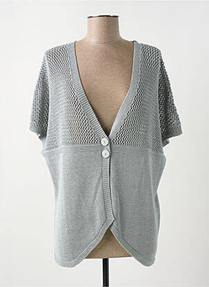 Gilet manches courtes fermeture boutonnée sur le devant gris LILY ROSE femme