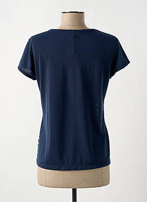 T-shirt sérigraphie avec strass manches courtes bleu FELINO femme