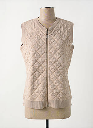 Gilet sans manche maille fine beige GEVANA femme