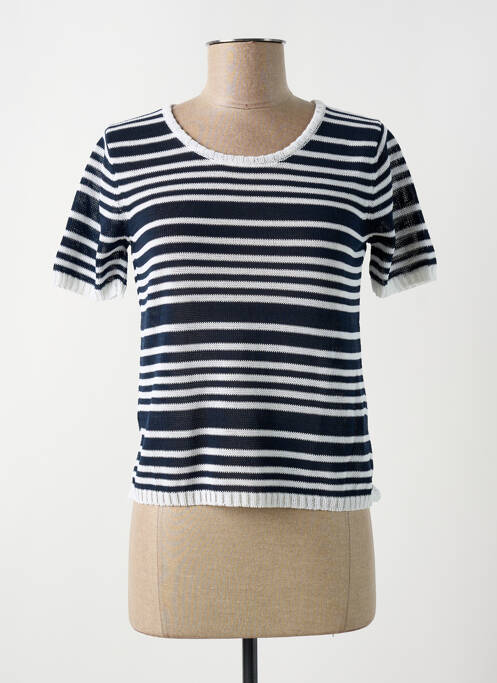 Pull coupe cintrée manches courtes bleu MONTAGUT femme