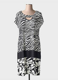 Robe mi-longue manches courtes manches courtes noir BARANDI femme