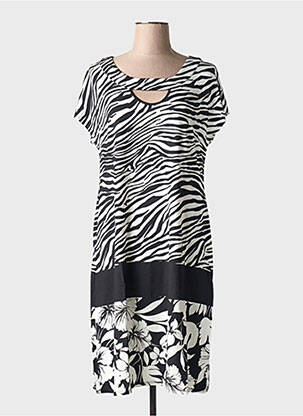 Robe mi-longue manches courtes manches courtes noir BARANDI femme