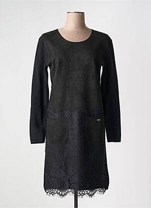 Robe mi-longue manches longues manches longues noir FELINO femme