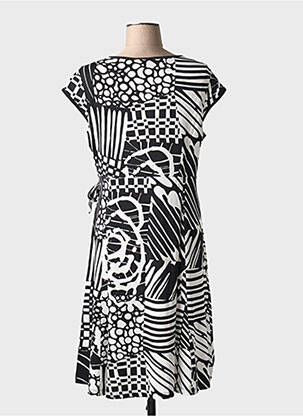 Robe mi-longue imprimé fantaisie manches courtes noir OLIVIER PHILIPS femme