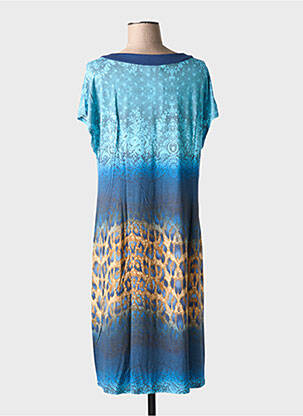 Robe mi-longue imprimé fantaisie manches courtes bleu BARANDI femme