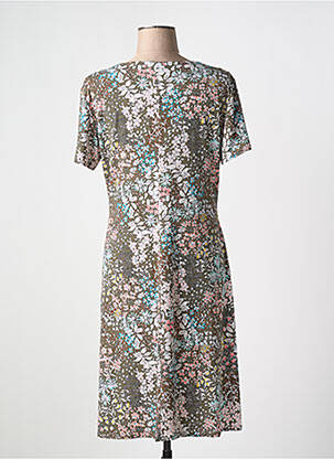 Robe mi-longue imprimé fleurs manches courtes marron GEVANA femme