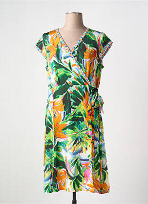 Robe courte manches courtes manches courtes vert OLIVIER PHILIPS femme
