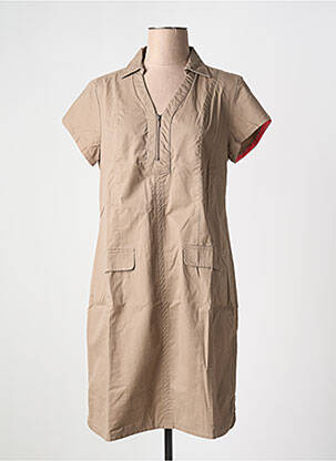 Robe mi-longue manches courtes manches courtes marron FELINO femme