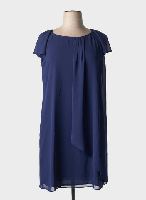 Robe mi-longue tissage crêpe manches courtes bleu TINTA STYLE femme