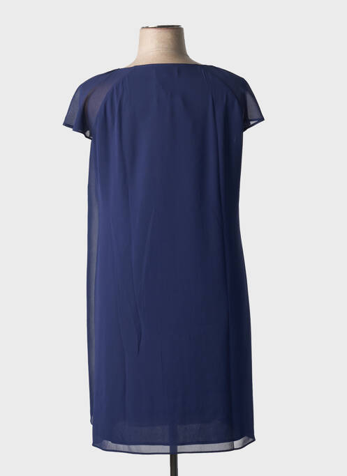 Robe mi-longue tissage crêpe manches courtes bleu TINTA STYLE femme