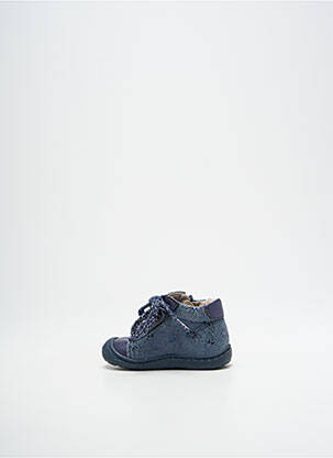 Bottillons tissage satiné bout rond bleu BOPY fille