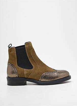 Bottines/boots tissage satiné talon plat jusqu'à 3cm vert MKD femme