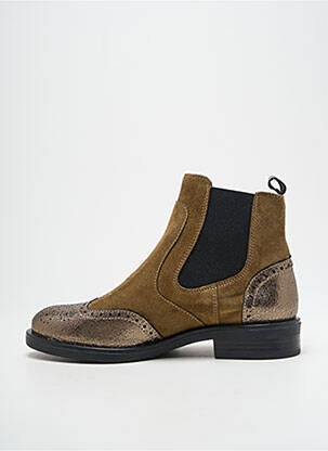 Bottines/boots tissage satiné talon plat jusqu'à 3cm vert MKD femme
