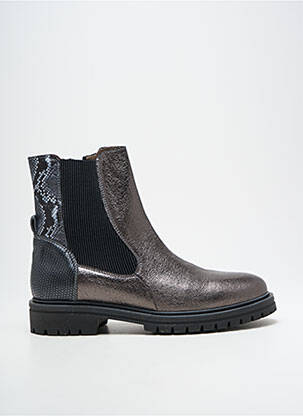 Bottines/boots matière lisse talon plat jusqu'à 3cm argent MKD femme