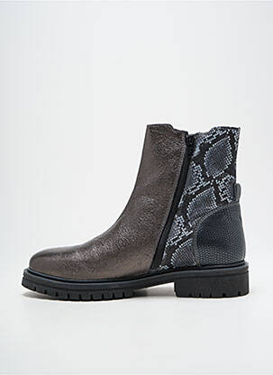 Bottines/boots matière lisse talon plat jusqu'à 3cm argent MKD femme