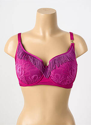 Soutien-gorge tissage dentelle haut soutien-gorge moulé rose MADAME SUPERTRASH femme