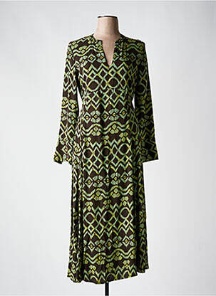 Robe mi-longue manches longues manches longues marron AN' GE femme