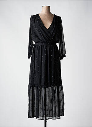 Robe longue manches longues manches longues noir EMMA ELLA femme