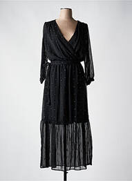 Robe longue manches longues manches longues noir EMMA ELLA femme