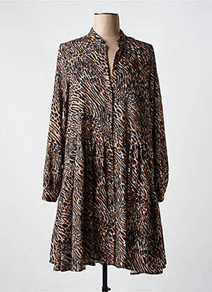 Robe mi-longue manches longues manches longues marron IMPERIAL femme