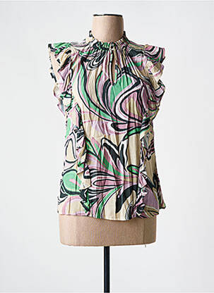 Blouse imprimé fantaisie manches courtes violet SUMMUM femme