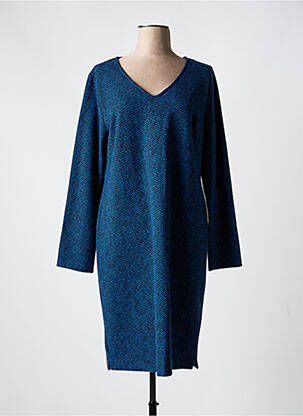 Robe mi-longue imprimé fantaisie manches longues bleu LA FEE MARABOUTEE femme