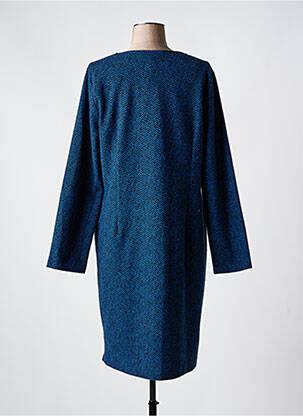 Robe mi-longue imprimé fantaisie manches longues bleu LA FEE MARABOUTEE femme