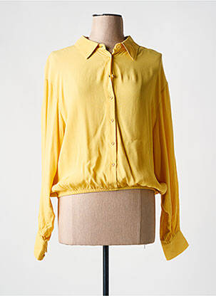 Blouse poignets boutonnés avec fente manches longues jaune SURKANA femme
