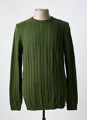 Pull maille torsadée manches longues vert VICOMTE ARTHUR homme