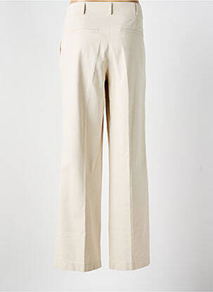 Pantalon large fermeture zippée sous rabat avec crochet taille normale beige SUMMUM femme