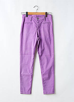 Pantalon slim tissage popeline taille normale violet DENIM STUDIO femme
