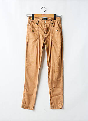 Pantalon slim tissage popeline taille normale marron EVA KAYAN femme