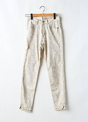 Pantalon slim tissage popeline taille normale beige PARA MI femme