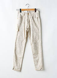 Pantalon slim tissage popeline taille normale beige PARA MI femme