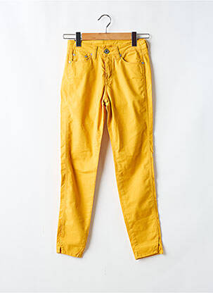 Pantalon slim tissage popeline taille normale jaune DENIM STUDIO femme