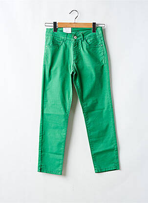 Pantalon slim tissage popeline taille normale vert PARA MI femme