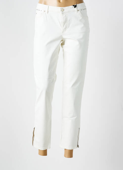 Pantalon 7/8 fermeture zippée sous rabat boutonné taille normale blanc IKKS femme