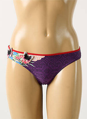 Tanga effet matière satinée violet MARLIES DEKKERS femme