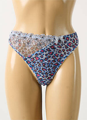 Tanga effet matière satinée bleu FREYA femme