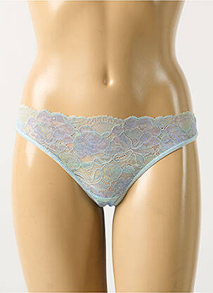 Tanga effet matière satinée bleu MARLIES DEKKERS femme