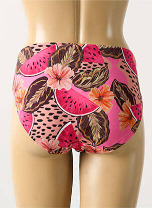 Bas de maillot de bain imprimé fleurs culotte rose ELOMI femme