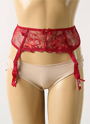 Guêpière/porte-jarretelle effet matière satinée rouge FANTASIE femme
