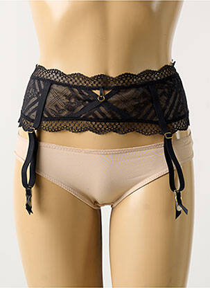 Guêpière/porte-jarretelle broderie noir FREYA femme